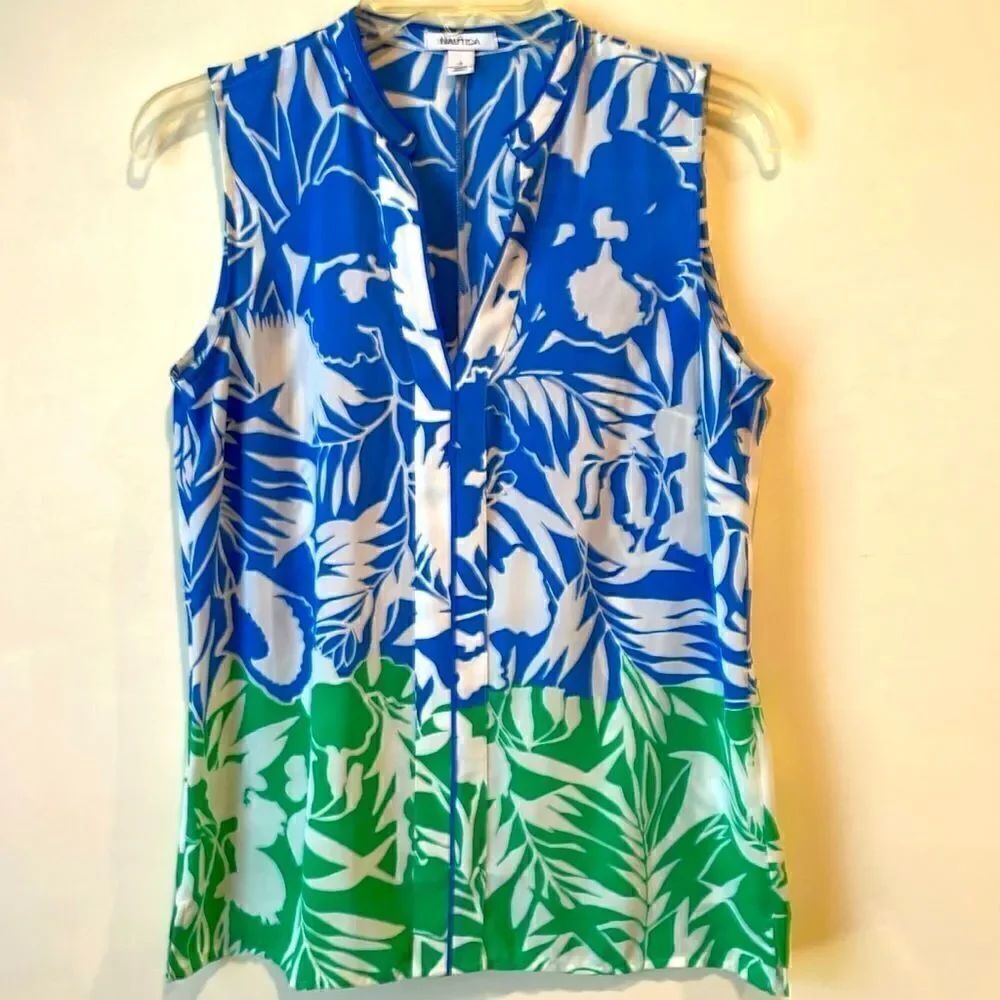 Nautica Sleeveless Blouse Botanical Women's Size Small